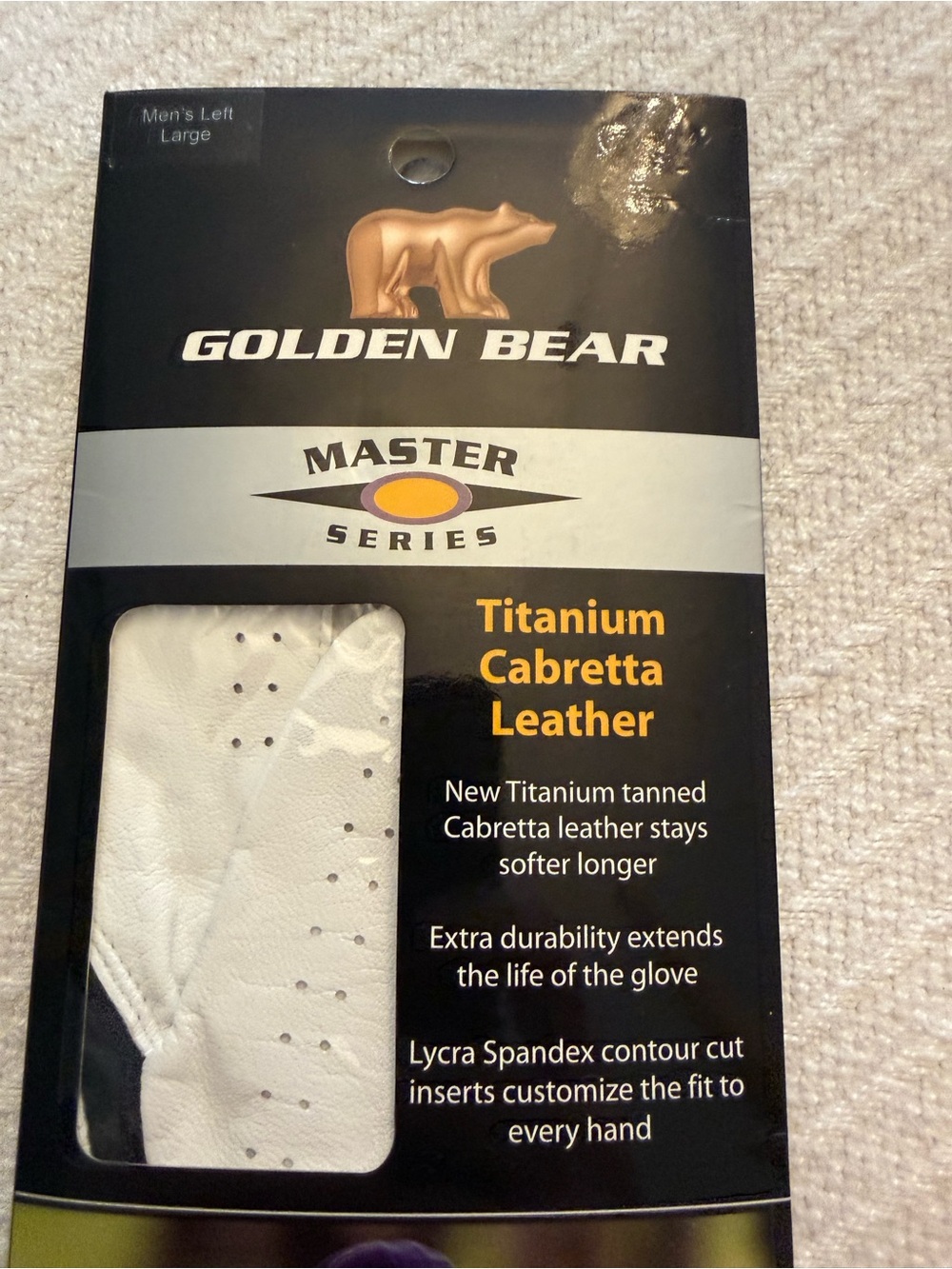 Golden Bear Master Series Titanium Cabretta Leather Men's Golf Glove - White